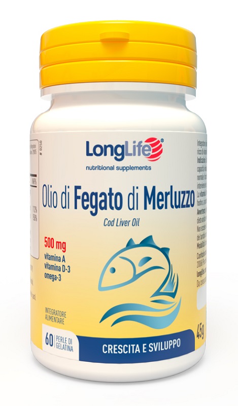 LONGLIFE OLIO FEGATO MERLUZZO 500 MG 60 PERLE IN GELATINA - Farmadott.it
