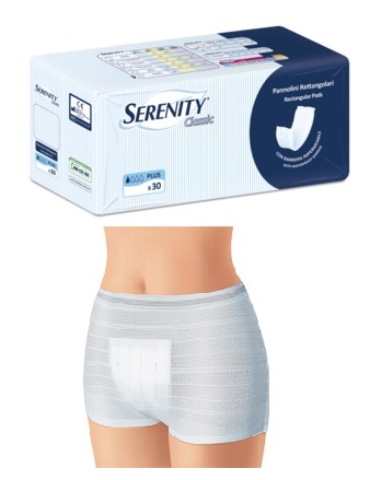 PANNOLONE PER INCONTINENZA FORMATO RETTANGOLARE CON BARRIERA SERENITY 30 PEZZI - Farmadott.it