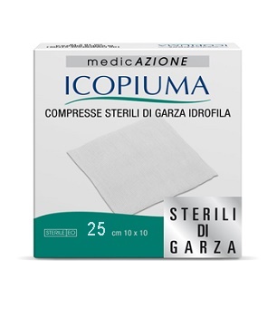 ICOPIUMA GARZA COMPRESSA IDROFILA 10X10CM 25 PEZZI - Farmadott.it