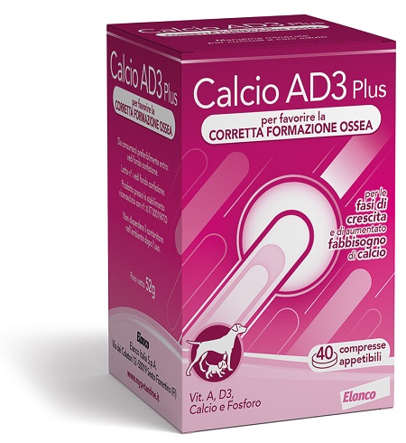 CALCIO AD3 PLUS 40 COMPRESSE APPETIBILI - Farmadott.it
