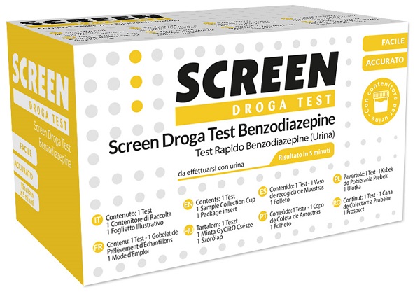 SCREEN DROGA TEST BENZODIAZEPINE TEST ANTIDROGA CON CONTENITORE URINA - Farmadott.it