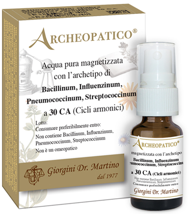 ARCHEOPATICO ACQUA PURA MAGNETIZZATA CON ARCHETIPO BACILLINUM INFLUENZINUM PNEUMOCOCCINUM STREPTOCOCCINUM A 30 CICLI ARMONICI 10 ML - Farmadott.it