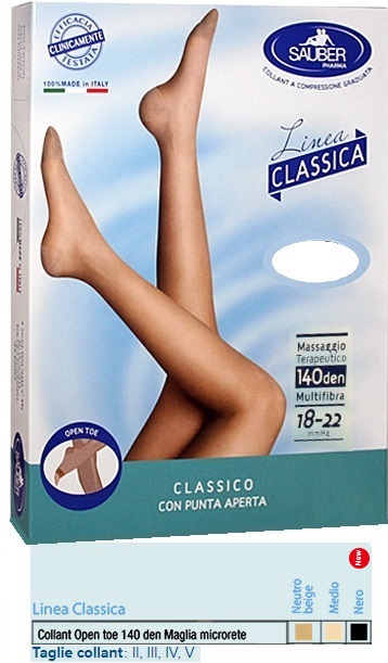 SAUBER COLLANT OPEN TOE MAGLIA MICRORETE 140 DEN COLORE NEUTRO BEIGE 3 LINEA CLASSICA - Farmadott.it