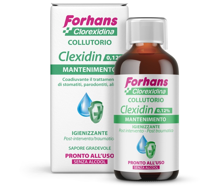 FORHANS COLLUTORIO CON CLOREXIDINA 0,12 CLEXIDIN SENZA ALCOOL 200 ML - Farmadott.it