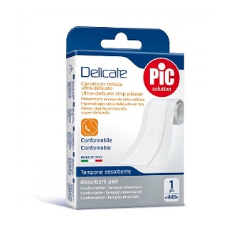 CEROTTO PIC DELICATE STRISCIA BIANCA CON TAMPONE ANTIBATTERICO CM 8X0,5 M - Farmadott.it