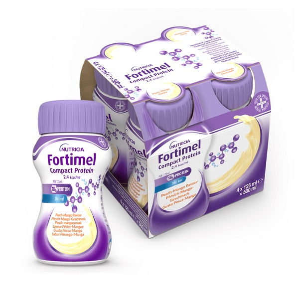 NUTRICIA FORTIMEL COMPACT PROTEIN GUSTO PESCA E MANGO 4 BOTTIGLIE DA 125 ML - Farmadott.it