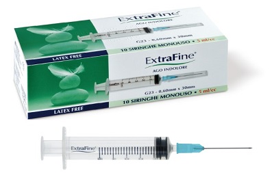 SIRINGA EXTRAFINE 5 ML GAUGE 23 0,60X30MM 10 PEZZI - Farmadott.it