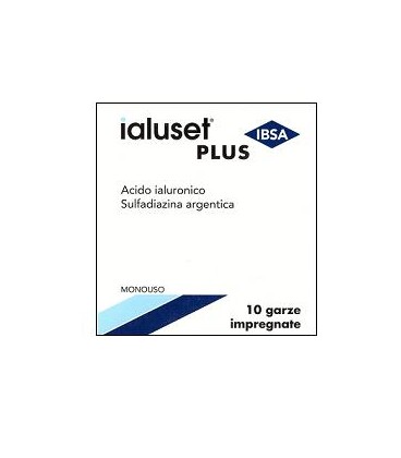 GARZA IALUSET PLUS IMPREGNATA DI CREMA DI ACIDO IALURONICO 0,05%, DI SULFADIAZINA ARGENTICA 1%, MACROGOL, GLICEROLO E ACQUA 10 X 10 CM 10 PEZZI - Farmadott.it