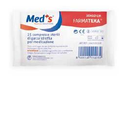 GARZA COMPRESSA IDROFILA MEDS FARMATEXA 12/8 10X10CM 25 PEZZI - Farmadott.it