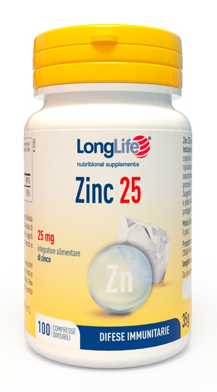 LONGLIFE ZINC 25 MG 100 COMPRESSE DIVISIBILI - Farmadott.it