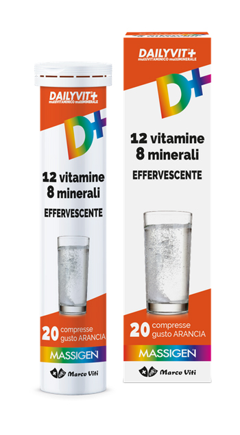 MASSIGEN DAILYVIT 12 VITAMINE 8 MINERALI EFFERVESCENTE 20 COMPRESSE - Farmadott.it