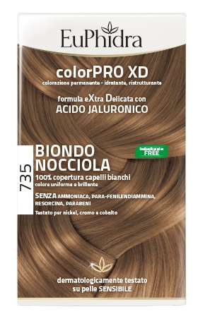 EUPHIDRA COLORPRO XD 735 BIONDO NOCCIOLA GEL COLORANTE CAPELLI IN FLACONE + ATTIVANTE + BALSAMO + GUANTI - Farmadott.it