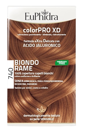 EUPHIDRA COLORPRO XD 740 BIONDO RAME GEL COLORANTE CAPELLI IN FLACONE + ATTIVANTE + BALSAMO + GUANTI - Farmadott.it