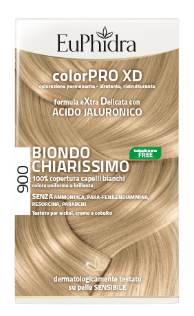 EUPHIDRA COLORPRO XD 900 BIONDO CHIARISSIMO GEL COLORANTE CAPELLI IN FLACONE + ATTIVANTE + BALSAMO + GUANTI - Farmadott.it