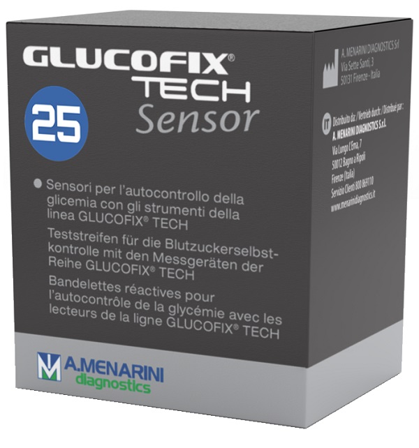 STRISCE MISURAZIONE GLICEMIA GLUCOFIX TECH SENSOR 25 PEZZI - Farmadott.it