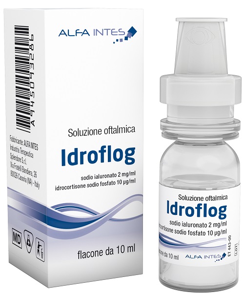 SOLUZIONE OFTALMICA IDROFLOG ACIDO IALURONATO 2 MG/ML E IDROCORTISONE SODIO FOSFATO 10 MCG/ML 10 ML - Farmadott.it