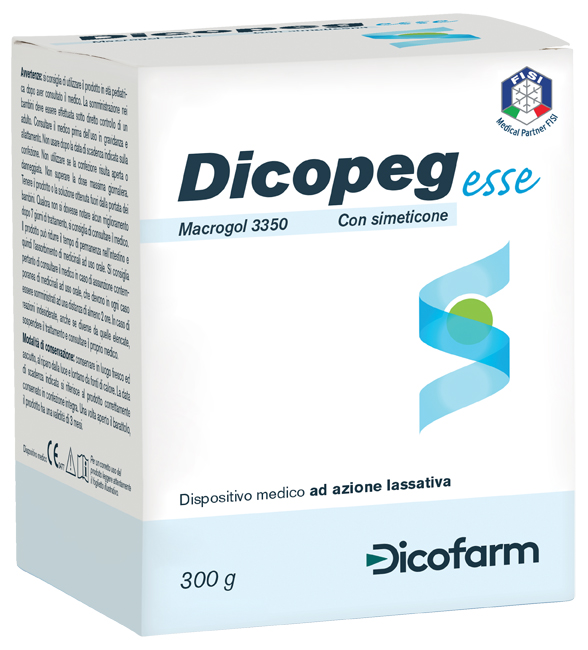 POLIMERO INERTE IDROSOLUBILE MACROGOL 3350 DICOPEG ESSE CON SIMETICONE PER TRATTAMENTO STIPSI POLVERE 300 G - Farmadott.it