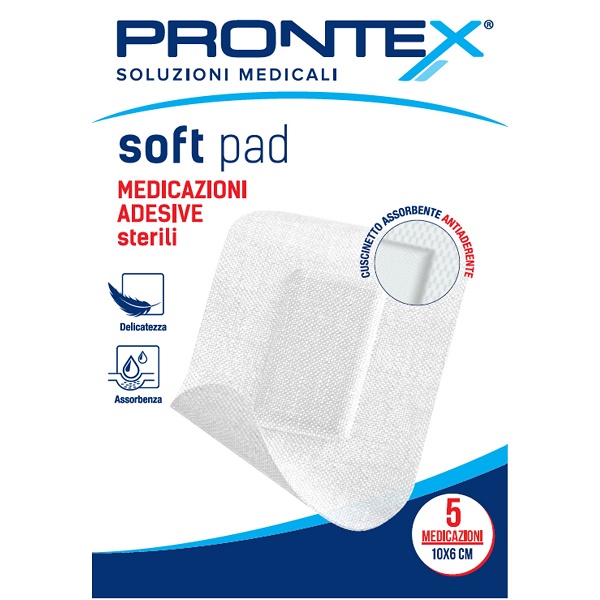 MEDICAZIONE ADESIVA STERILE PRONTEX SOFT PAD 10X6 CM 5 PEZZI - Farmadott.it
