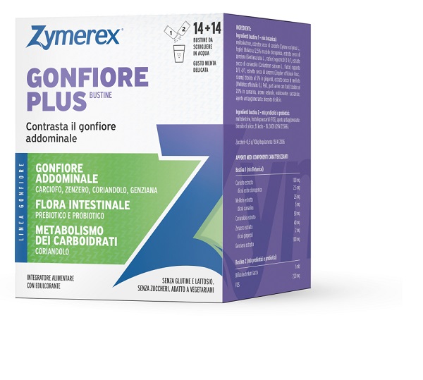 ZYMEREX GONFIORE PLUS 14+14 BUSTINE DA 2 G CON EDULCORANTE SENZA ZUCCHERI SENZA GLUTINE SENZA LATTOSIO - Farmadott.it