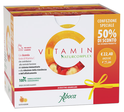 VITAMIN C NATURCOMPLEX 20 BUSTINE GRANULARI CONFEZIONE SPECIALE 1+1 - Farmadott.it