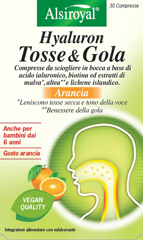 HYALURON TOSSE & GOLA ARANCIA 30 COMPRESSE MASTICABILI - Farmadott.it