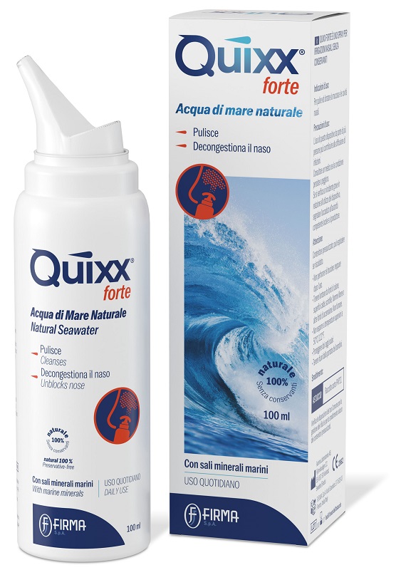 SOLUZIONE SPRAY PER IRRIGAZIONI NASALI QUIXX FORTE ACQUA MARINA IPERTONICA 100 ML - Farmadott.it