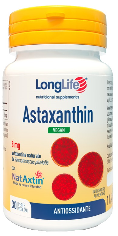 LONGLIFE ASTAXANTHIN VEGAN 8 MG 30 PERLE VEGETALI SENZA GLUTINE - Farmadott.it