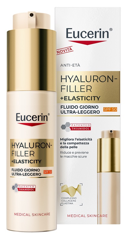 EUCERIN HYALURON FILLER + ELASTICITY FLUIDO GIORNO ULTRA LEGGERO SPF50 50 ML - Farmadott.it