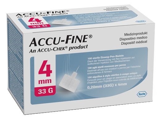 AGO IPODERMICO PER PENNA DA INSULINA ACCU-FINE IN ACCIAIO INOX 33 GAUGE 4 MM 100 PEZZI - Farmadott.it