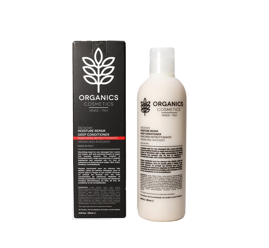 ORGANICS COSMETICS MOISTURE REPAIR DEEP CONDITIONER ARGAN AND AVOCADO 250 ML - Farmadott.it