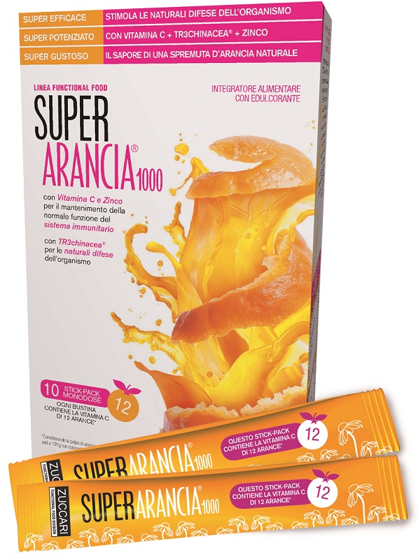 SUPER ARANCIA 1000 10 STICK PACK MONODOSE DA 3,7G INTEGRATORE ALIMENTARE CON EDULCORANTE - Farmadott.it