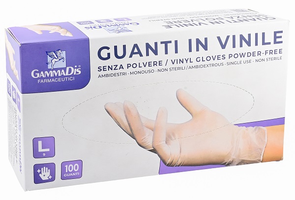 GUANTI VINILE SENZA POLVERE LARGE 100 PEZZI GAMMADIS - Farmadott.it