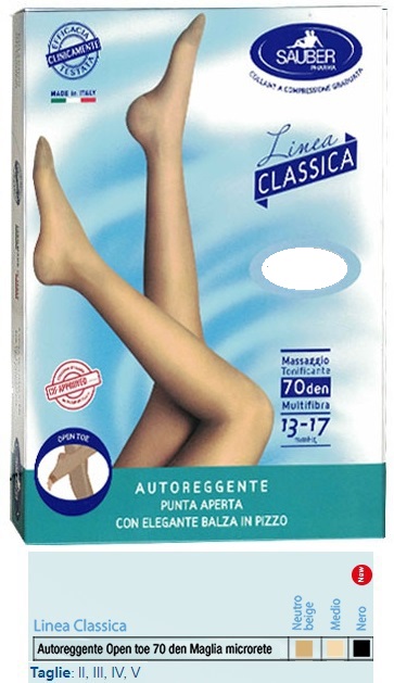 SAUBER AUTOREGGENTE OPEN TOE MAGLIA MICRORETE 70 DEN COLORE NEUTRO BEIGE TAGLIA 4 LINEA CLASSICA - Farmadott.it