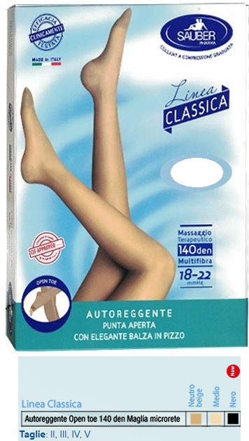 SAUBER AUTOREGGENTE OPEN TOE MAGLIA MICRORETE 140 DEN COLORE NEUTRO BEIGE TAGLIA 5 LINEA CLASSICA - Farmadott.it