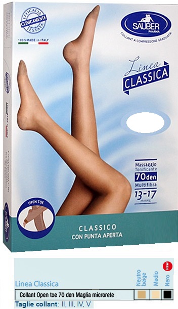 SAUBER COLLANT OPEN TOE MAGLIA MICRORETE 70 DEN COLORE NERO TAGLIA 4 LINEA CLASSICA - Farmadott.it