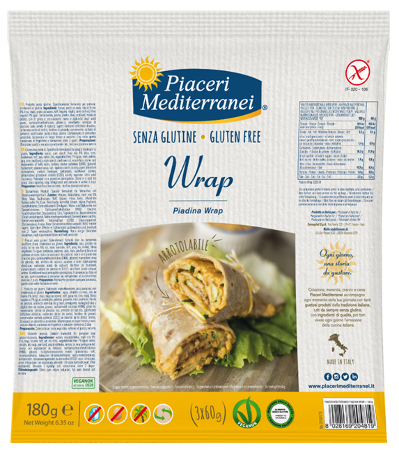 PIACERI MEDITERRANEI PIADINA WRAP 180 G - Farmadott.it