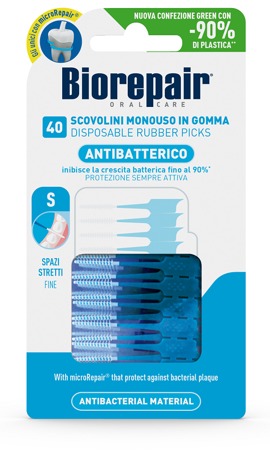 BIOREPAIR ORAL CARE ANTIBATTERICO SCOVOLINI MONOUSO IN GOMMA SPAZI STRETTI 40 PEZZI - Farmadott.it