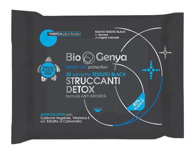 BIOGENYA BEAUTY LIFE PROTECTION 20 SALVIETTE TESSUTO BLACK STRUCCANTI DETOX - Farmadott.it