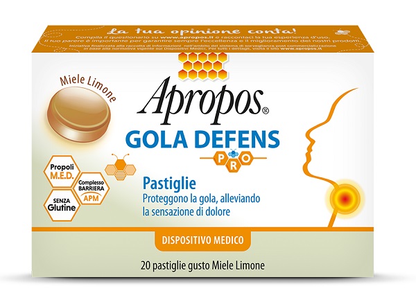 APROPOS GOLA DEFENS PRO 20 PASTIGLIE MIELE LIMONE - Farmadott.it