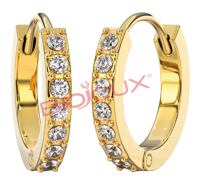 BJT991 ORECCHINI CRYSTAL HOOP GOLD PLATED - Farmadott.it