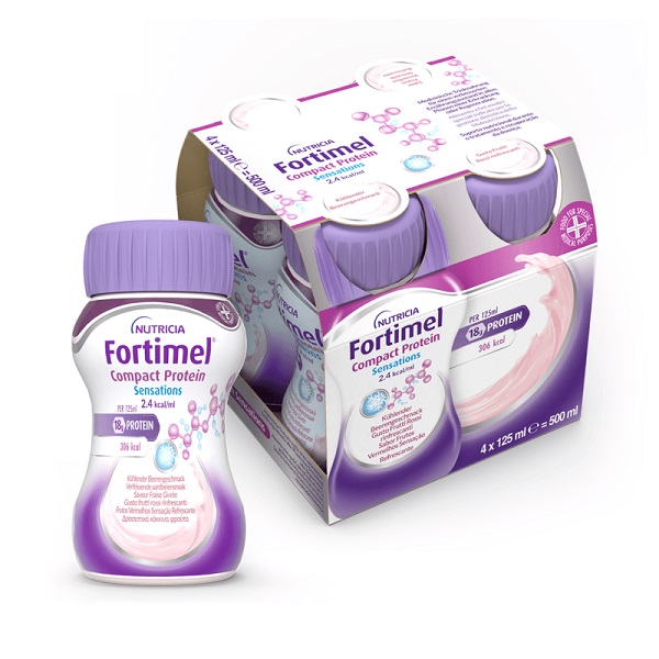 NUTRICIA FORTIMEL COMPACT PROTEIN GUSTO FRUTTI ROSSI RINFRESCANTI 4 BOTTIGLIE DA 125 ML - Farmadott.it
