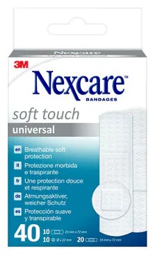 CEROTTO PREPARATO NEXCARE SOFT TOUCH UNIVERSAL 3 MISURE 20 CEROTTI 19X72MM + 10 CEROTTI 25X72MM + 10 CEROTTI TONDI 22,5 MM - Farmadott.it