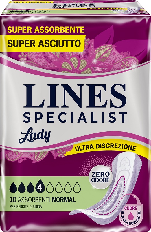 ASSORBENTI PER INCONTINENZA LINES SPECIALIST LADY NORMAL 10 PEZZI - Farmadott.it