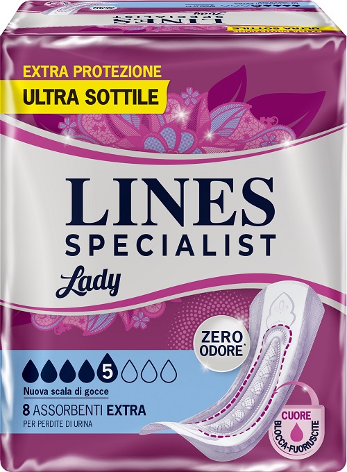 ASSORBENTI PER INCONTINENZA LINES SPECIALIST LADY 8 EXTRA 8 PEZZI - Farmadott.it