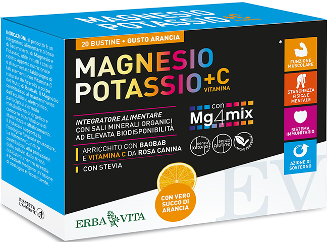 MAGNESIO POTASSIO +C VITAMINA GUSTO ARANCIA 20 BUSTINE DA 3,8 G - Farmadott.it