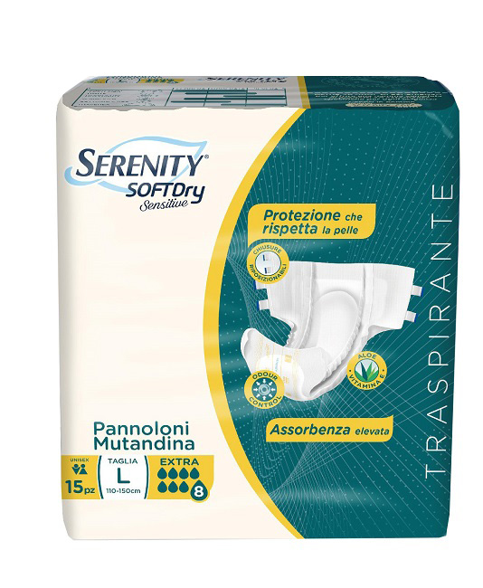 PANNOLONE MUTANDINA SERENITY SD SENSITIVE EXTRA L 15 PEZZI - Farmadott.it
