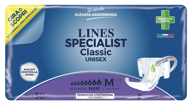 PANNOLONE A MUTANDINA LINES SPECIALIST CLASSIC MAXI MISURA MEDIA 30 PEZZI - Farmadott.it