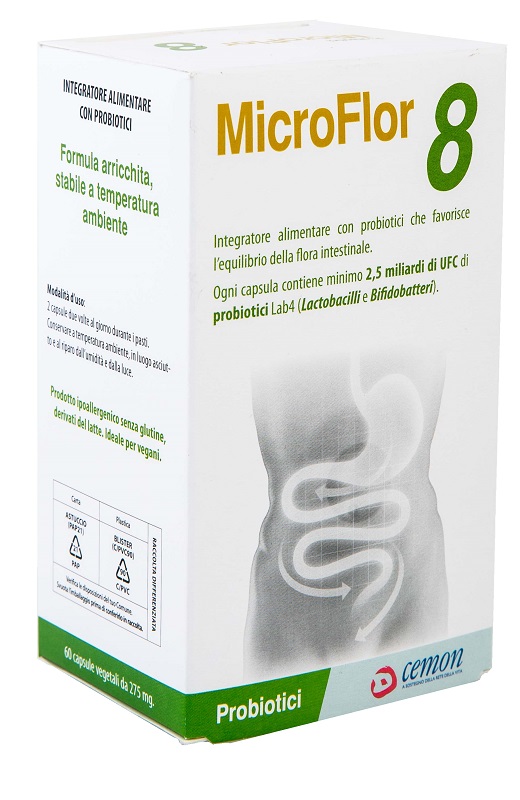 MICROFLOR 8 60 CAPSULE VEGETALI NO FRIGO - Farmadott.it