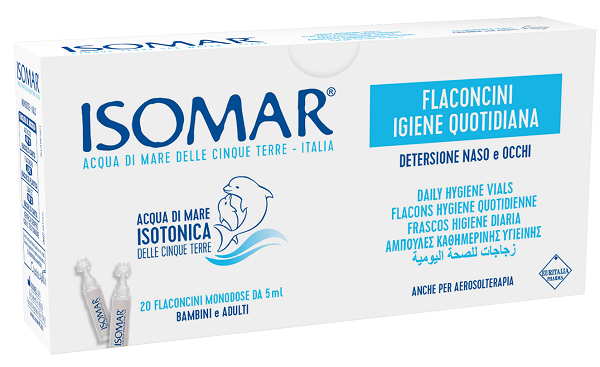 ISOMAR SOLUZIONE ISOTONICA ACQUA MARE IGIENE QUOTIDIANA 20 FLACONCINI MONODOSE 5 ML - Farmadott.it