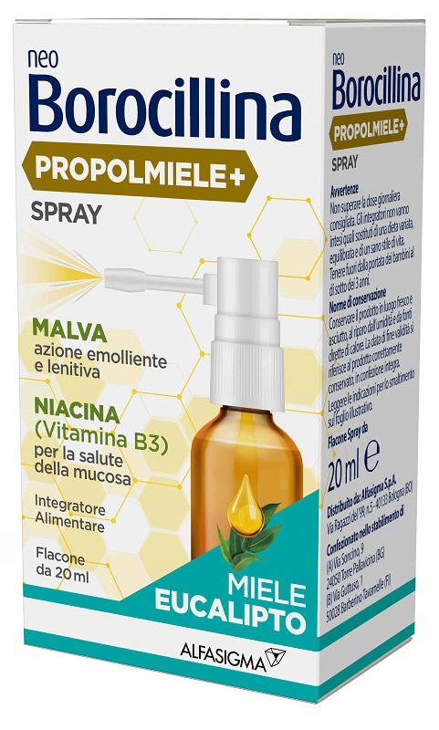 NEOBOROCILLINA PROPOLMIELE+ SPRAY MIELE EUCALIPTO 20 ML - Farmadott.it